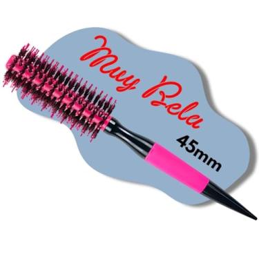 Imagem de Escova de Cabelo Profissional Redonda Cerdas Javali e Nylon (Rosa, 45mm)