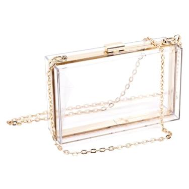 Imagem de DODAMOUR Bolsa de mão de acrílico transparente para mulheres, bolsa transversal quadrada transparente para noite com alça de ombro longa ajustável (transparente)