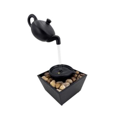 Imagem de Wswqop Bule Flutuante Fonte de água com Luz E Pedras Relaxamento Cachoeira Decoração de Mesa para Mesa Sala de Estar Ornamento