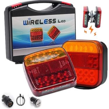 Imagem de Novas luzes de reboque sem fio magnéticas atualizadas com setas, luz de reboque ajustável com retrorrefletores kit de luz de reboque com base de sucção potente para caminhões, trailers, veículos RV