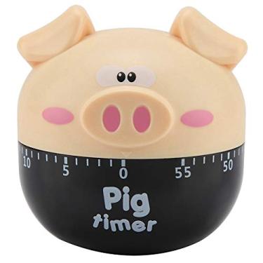Imagem de Munefe Ftening Pig Kitchen Timer, contadores de temporizadores mecânicos, despertador portátil para cozinhar ferramenta de tempo (Cáqui)