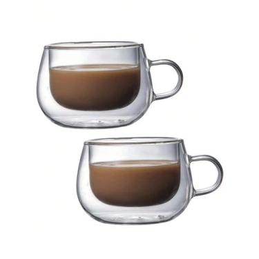 Imagem de Conjunto De Caneca De Vidro De Borosilicato De Parede Dupla Com Alça P