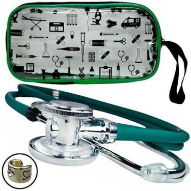 Imagem de Estetoscópio Rappaport Duplo Adulto Pediátrico Premium, Verde
