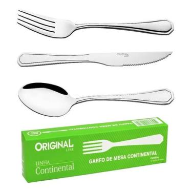 Imagem de Jogo Garfo Faca Colher Inox 36 Peças Restaurante Buffet Talheres Faque