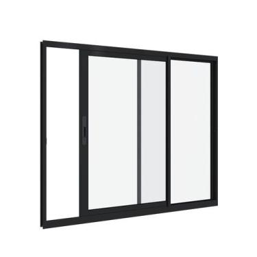 Imagem de Janela de Correr em Alumínio 100x120 cm 2 Folhas Direita Preta Alumifi