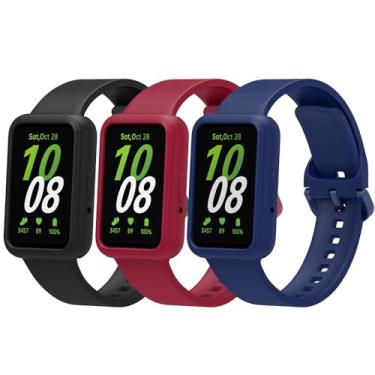 Imagem de Gheper Pacote com 3 pulseiras de relógio e capas protetoras de tela compatíveis com Samsung Galaxy Fit3 SM-R390, pulseiras esportivas de silicone macio, pulseiras de substituição de liberação rápida
