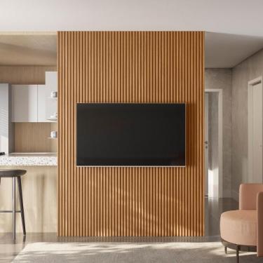 Imagem de Painel para TV Ripado 1.8 Modular Canela Linea Brasil - Nature Fosco