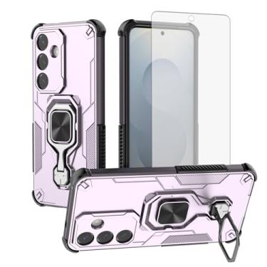 Imagem de Furiet Capa de celular para Samsung Galaxy S25 Plus S25+ 5G com protetor de tela de vidro temperado, suporte de anel antiqueda para airbag, capa elegante fina antiderrapante para S25Plus 25S + S 25 25