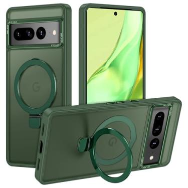Imagem de Casehas Capa para Google Pixel 7 Pro com suporte magnético invisível [proteção militar contra quedas] [compatível com MagSafe] à prova de choque, fina, translúcida, fosca, antiderrapante, verde