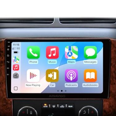 Imagem de Rádio estéreo automotivo de 23 cm para GMC Yukon/Tahoe/Suburban 2007-2011 | Chevy Silverado 2010-2013 | CarPlay sem fio e Android Auto | Navegação GPS WiFi 5G | Câmera reserva HD