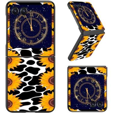Imagem de RAUEDWDJS Capa para Motorola Razr 2025/2024, capa fina rígida de policarbonato capa flip de corpo inteiro resistente à prova de choque para Moto Razr 60/Razr 50, girassóis com estampa de vaca