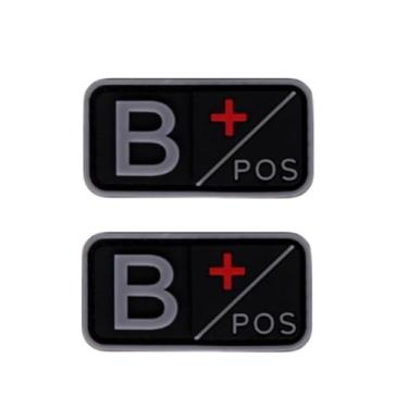 Imagem de Ruoming 2 peças externas 3D PVC borracha macia tipo sanguíneo médico, crachá de gancho de resgate, emblema de moral, acessório DIY (cinza B +)