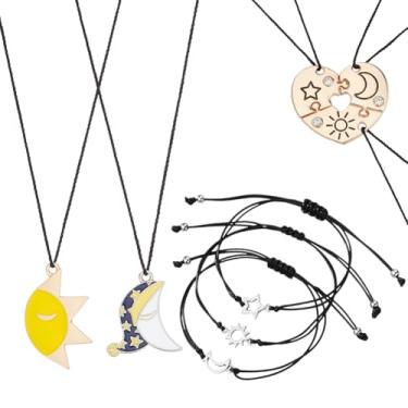 Imagem de arricraft 22 peças de pulseiras de sol e lua, kits de fabricação de colares, colares de amizade, fantasia de casal, pingente de presente para homens e mulheres amigas