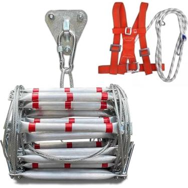 Imagem de Escada De Corda De Fuga De Incêndio De Liga De Alumínio, Escada De Corda De Evacuação De Emergência, 5-30m De Comprimento/Suporte De Carga 500kg, Escada De Construção Dob, 20m