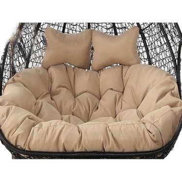 Imagem de Cadeira De Ovo De 2 Lugares Balança Ao Ar Livre, Cadeira De Rede Suspensa Substituição Para 2, Engrossar Travesseiro De Cadeira Suspensa Travesseiro Duplo Removível Em Forma De Ovo, Khaki