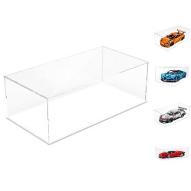 Imagem de Choowin Caixa De Acrílico Para Exposição Carros Lego Mclaren P1 Ferrari Sp3 Bugatti Chiron, Reforçada, Transparente, Colecionável, À Prova Poeira (Base Branca)