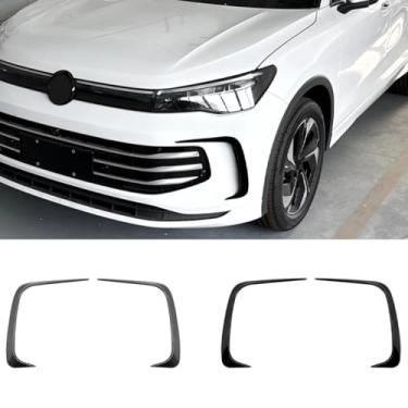 Imagem de Faca de vento divisor lateral do para-choque dianteiro compatível com TlGUAN MK3 Body Kit Spoiler Tuning Air Blade Acessórios para carro (aparência de fibra de carbono)