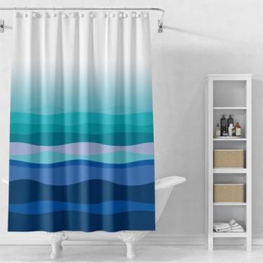 Imagem de Forro de chuveiro de plástico – Forro de cortina de chuveiro premium EVA 5G com ilhós à prova de ferrugem e 3 ímãs ponderados, cortinas de chuveiro à prova d'água para banheiro (onda gradual, 183 cm x