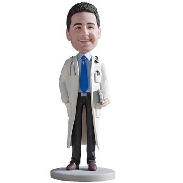 Imagem de Boneca Doctor Bobblehead personalizada, uma mão no bolso, uma mão segurando uma pasta, personalizada e totalmente feita à mão, decoração de mesa, escultura de argila, para amigos, amantes e família