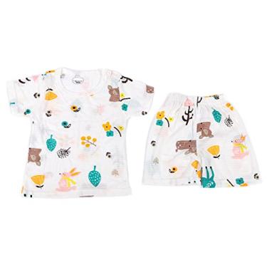 Imagem de Terno de verão para bebê, calças curtas de manga curta para bebê com absorção de suor para casa para crianças(110cm)