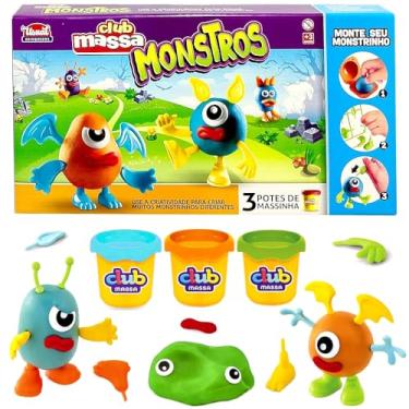 Imagem de Kit Massinhas para Modelar e Montar Monstros com 3 Potes Massa Forminha e Acessórios