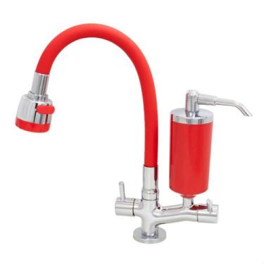 Imagem de Torneira de Cozinha de Mesa Vermelho Com Filtro Blindado Vermelho Cone