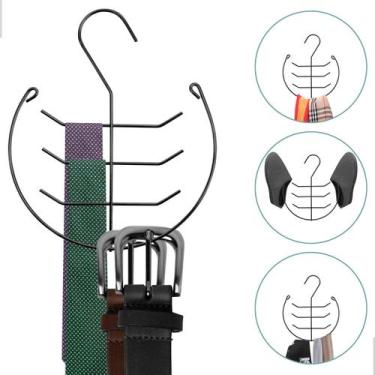 Imagem de Cabide Suporte Cinto E Gravata Preto - LojaSPmarcoferrariPlugLar