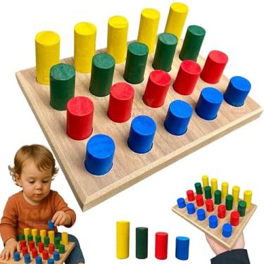 Imagem de Jogo de Encaixe 25 Pinos Coloridos Madeira Brinquedo Montessori Didáticos Educativo Infantil Toy Trade