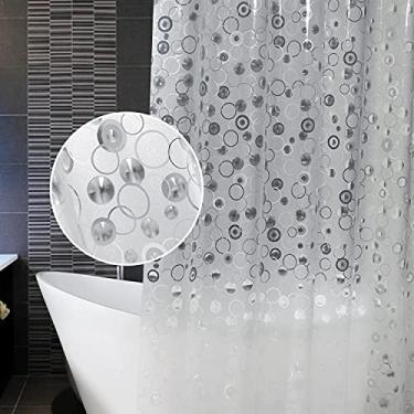 Imagem de AooHome Forro de cortina de chuveiro de plástico - EVA 3D padrão circular repelente à água, resistente 10G, semitransparente, 182 x 213 cm