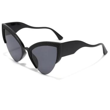 Imagem de Óculos de sol estilo gatinho feminino, óculos de sol punk de luxo elegantes com armação Uv400 (preto)