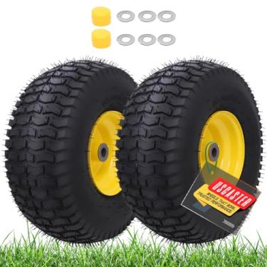 Imagem de USCaster Pneus para cortador de grama sem câmara de 15 x 6,00 a 6 nhs (pacote com 2), pneus dianteiros de substituição para cortador de grama, compatível com cortadores de grama e trator de grama