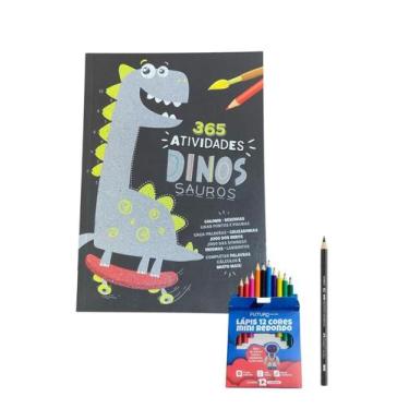 Imagem de Livro 365 Atividades Educativas Dinossauro+Lápis Cor +Lápis - Brasille