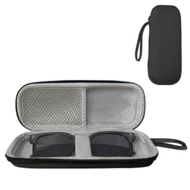 Imagem de LMCHTTY Estojo de óculos de sol duplo rígido organizador de óculos de viagem com alças elásticas e bolso de malha suporte duplo para óculos, Preto, 1PC