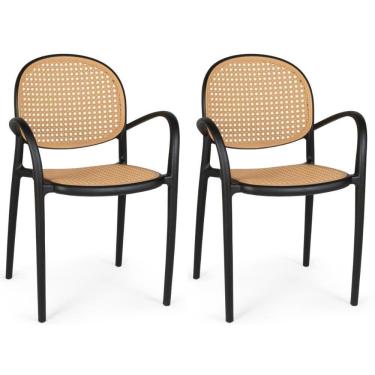 Imagem de Kit 2 Cadeiras De Jantar Roma Com Braço Para Sala E Cozinha - Preto