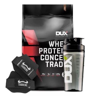 Imagem de Whey Concentrado Cookies 1,8Kg Luva Taurene Coqueteleira Dux