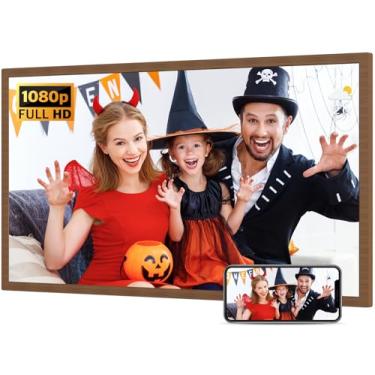Imagem de Porta-retrato digital grande, 81 cm, WiFi, moldura digital FHD IPS, controle remoto, rotação automática, carregamento de vídeo do telefone via e-mail do aplicativo, armazenamento gratuito na nuvem,
