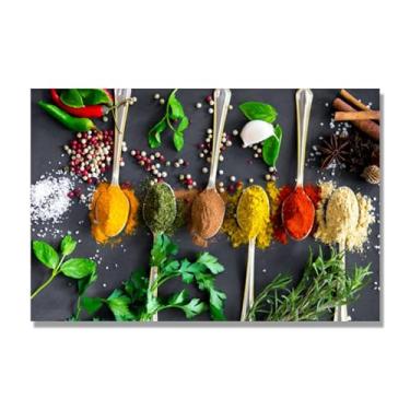 Imagem de NHLDZYH Tela decorativa cozinha, arte vintage especiarias coloridas, arte de parede quadros para sala de estar quarto cozinha. (Condimento 15) 60 x 90 cm apenas tela
