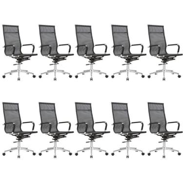 Imagem de Kit 10 Cadeiras Escritório Giratória Sidney Presidente Preto