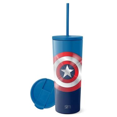 Imagem de Simple Modern Copo térmico Marvel Capitão Marvel Vingadores com tampa flip e tampa de canudo | Presentes para mulheres e homens reutilizável garrafa de água de aço inoxidável caneca de viagem |