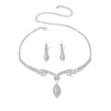 Imagem de Conjunto Colar Brinco Zircônia Cúbica Prata Folha Minimalista - Noiva Casamento Festa Formatura Debutante - Presente Mãe Namorada Amiga - Sofisticado Réveillon Ano Novo