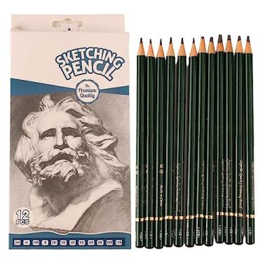Imagem de 12Pcs Esboço Kit Lápis Profissional Arte Grafite Desenho Lápis Set 12B a 2H para Crianças Adultos Iniciantes Artistas Esboçando Sombreamento Designing