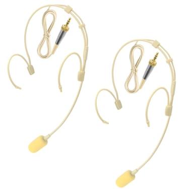 Imagem de Fone de ouvido, microfone com gancho duplo, condensador omnidirecional para pendurar na cabeça, microfone omnidirecional para Sennheiser, microfone com plugue de bloqueio de parafuso de 3,5 mm, com