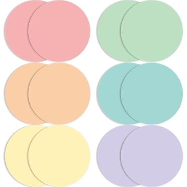 Imagem de Lincia 12 peças de círculos coloridos apagáveis de 26 cm de vinil removível apagável a seco para mesa de sala de aula, professores, estudantes, escola, casa, mesa, parede (cores doces)