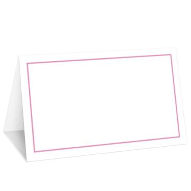 Imagem de Cartões de lugar com borda rosa, conjunto de 25 cartões de nome de barraca para configuração de mesa, etiqueta de comida para casamento, chá de bebê, artigos de festa de jantar de aniversário -009