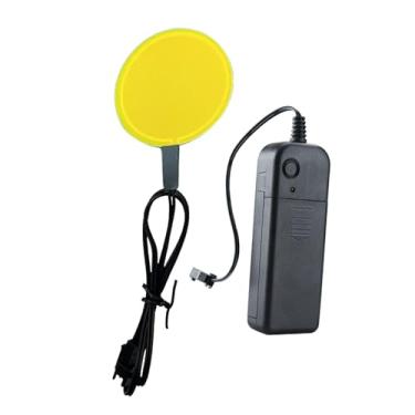 Imagem de Baoblaze Painel de decoração de esqueleto com olhos brilhantes, painéis de luz El, lâmpada redonda com olhos LED brilhantes para máscaras de abóbora, árvore, Amarelo 5cm