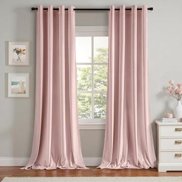 Imagem de MIULEE Cortinas de veludo rosa bebê elegante ilhós, isolamento térmico, à prova de som, cortinas/cortinas escurecidas para sala de estar clássica decoração de quarto 132 x 213 cm, conjunto de 2