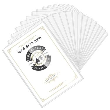 Imagem de Terrvine 15 protetores rígidos de 21,6 cm x 28 cm para impressão, suporte transparente para documentos, capas de plástico rígido para fotos, certidão de nascimento, protetor de toploaders