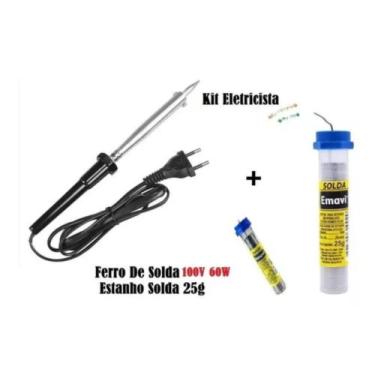 Imagem de Kit Solda Estanho Emavi 25g + Ferro De Solda 100v 60w - Império