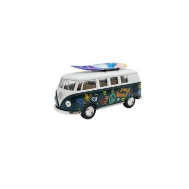 Imagem de Miniatura Volkswagen Kombi 1962 Paz E Amor Surf Verde 1:32 - Kinsmart