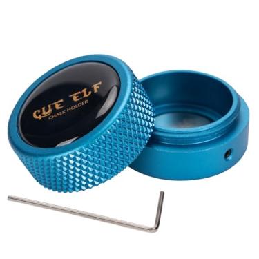 Imagem de CUEELF Suporte redondo de giz de sinuca suporte de giz acessórios de bilhar mini estojo de giz portátil acessório de mesa de bilhar (azul)